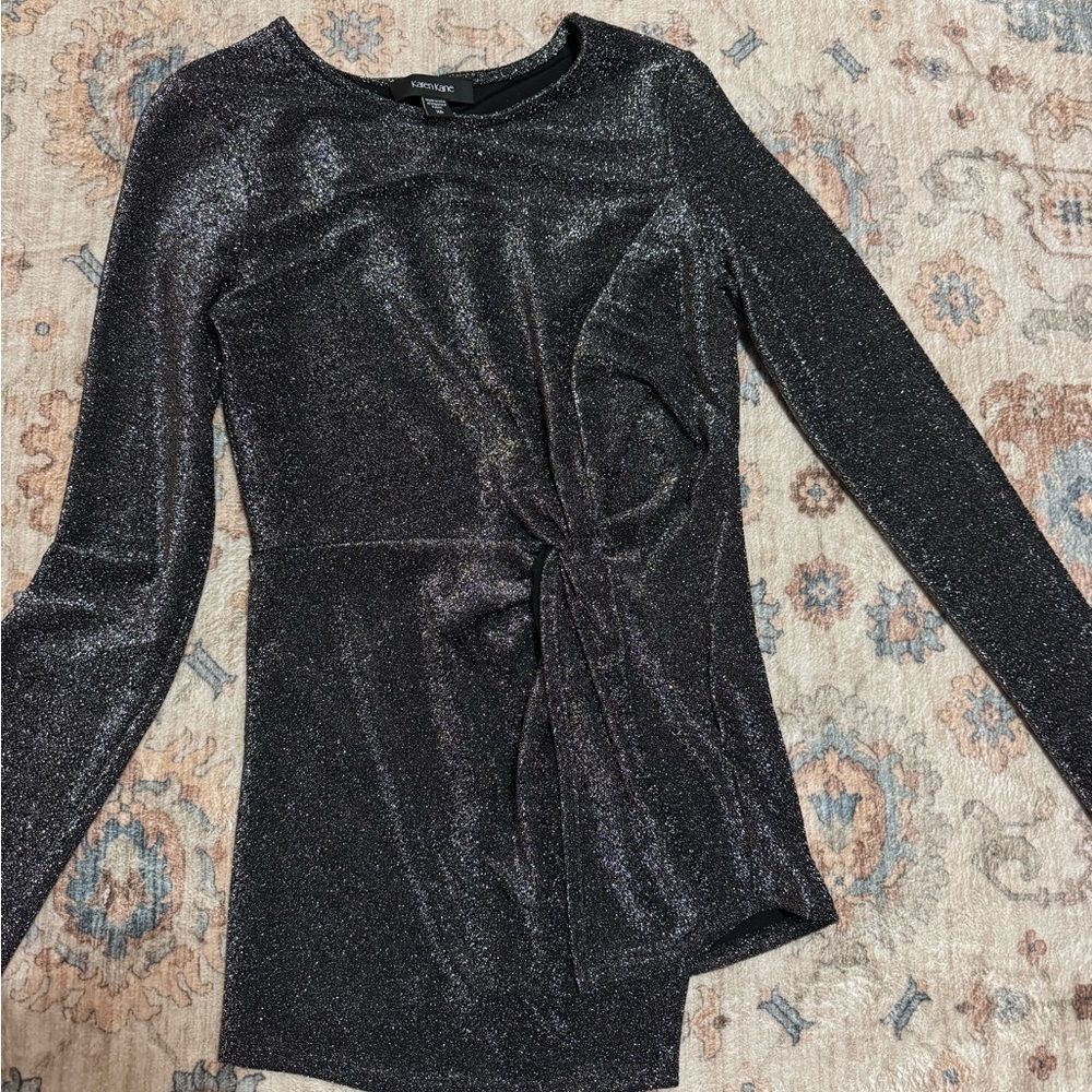 Karen Kane Shimmering Black Long Sleeve Blouse